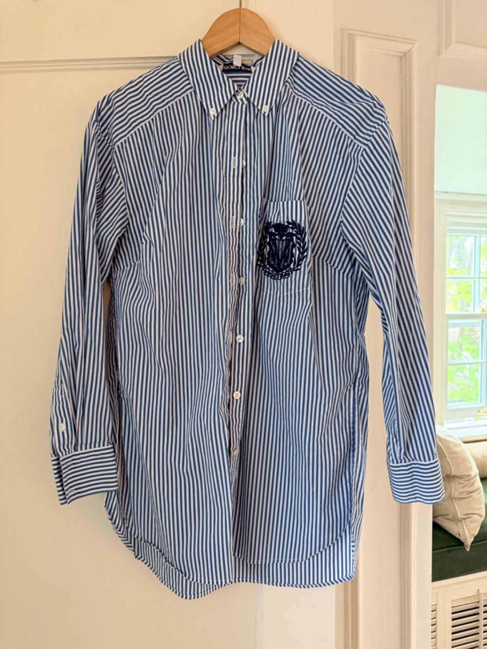Veronica Beard Blue & White Striped Button-Down Shirt